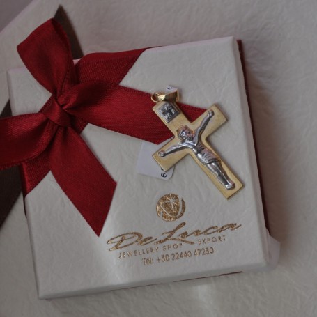 WHITE AND YELLOW GOLD CROSS K14 1.90 GR 511818040010
