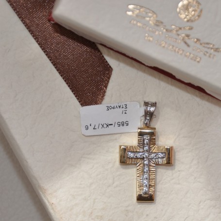 YELLOW GOLD CROSS K14 7.60 GR WITH CRYSTALS 512911030010 