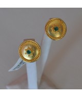 YELLOW GOLD EARRINGS K18 5.75 GR WITH EMERALDS 0.2 ct 514001030010