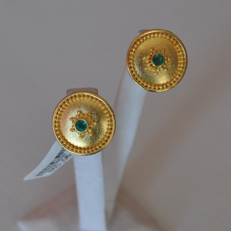 YELLOW GOLD EARRINGS K18 5.75 GR WITH EMERALDS 0.2 ct 514001030010