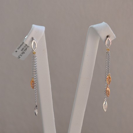 WHITE AND YELLOW GOLD EARRINGS K18 2.81 GR WITH BRILLIANTS 0.11 ct 710115050010