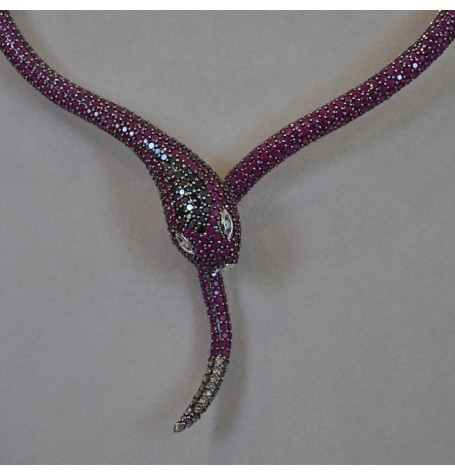 WHITE GOLD NECKLACE K18 105.10 GR WITH BRILLIANTS 2.65 ct AND RUBIES 29.26 ct KG00017
