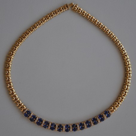 GOLD NECKLACE K18   61.90 GR WITH BRILLIANTS 0.71 ct AND SAPPHIRES 11.93 ct KG00267