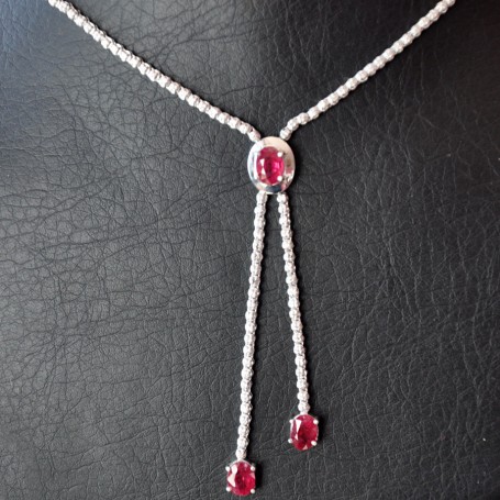 WHITE GOLD NECKLACE  K18   22.30 GR WITH BRILLIANTS 8.08 ct AND RUBIES 3.48 ct KG00592