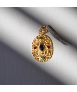 YELLOW GOLD PENDANT K18  4.20 GR WITH SAPPHIRE/EMERALDS/RUBIES 911607040010