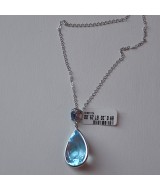 YELLOW GOLD PENDANT K14  7.20 GR WITH BRILLIANTS 0.30 ct  AND BLUE TOPAZ 29.00 MG00579