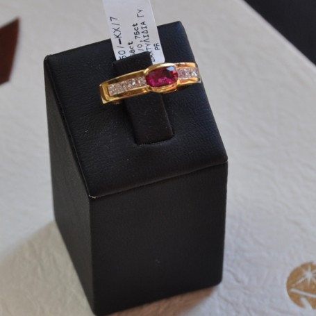 YELLOW GOLD RING K18  7.00 GR WITH BRILLIANTS 0.58 ct AND RUBY 0.75 ct 510703030010