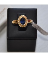 YELLOW GOLD RING K18  5.00 GR WITH BRILLIANTS 0.11ct AND SAPPHIRE 1.07 ct 512602030010