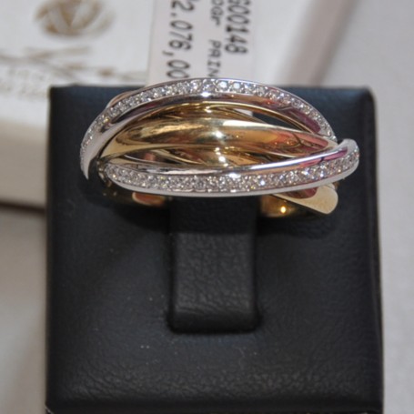 WHITE AND YELLOW GOLD RING K14 11.30 GR WITH BRILLIANTS 0.30 ct DG00148