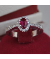 WHITE GOLD RING K18 4.40 GR WITH BRILLIANTS 0.15 ct AND RUBY DG01063