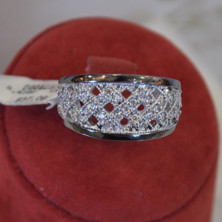 WHITE GOLD RING K14 5.40 GR WITH CRYSTALS DG01257