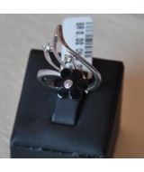 WHITE GOLD RING K18 4.30 GR WITH BRILLIANTS AND ONYX DG01284