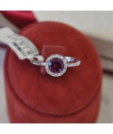 WHITE GOLD RING K18 3.80 GR WITH BRILLIANTS 0.06 ct AND GARNET DG01285