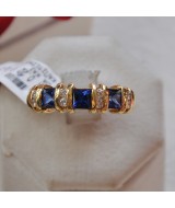 WHITE GOLD RING K18 7.00 GR WITH BRILLIANTS 0.22 ct AND SAPPHIRE 1.27 ct DG01287