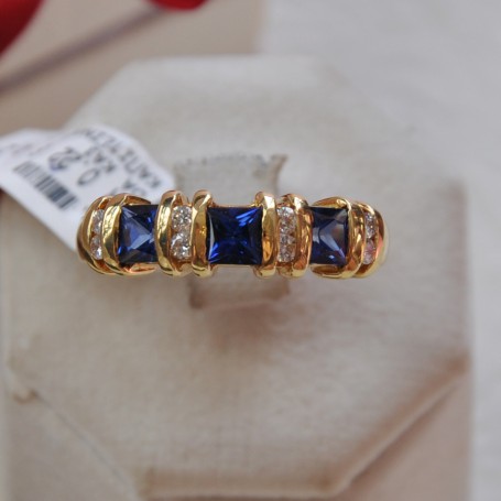 WHITE GOLD RING K18 7.00 GR WITH BRILLIANTS 0.22 ct AND SAPPHIRE 1.27 ct DG01287