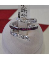 WHITE GOLD RING K18 9.20 GR WITH BRILLIANTS 0.24 ct AND RUBIES DG01673