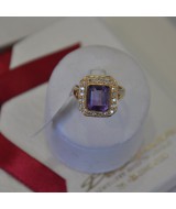 YELLOW GOLD RING K18 5.80 GR WITH AMETHYST AND CRYSTALS DG01924