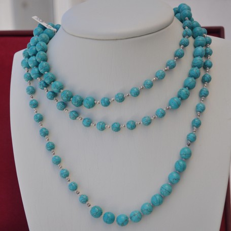 SILVER NECKLACE 925 WITH TURQUOISE 132.10GR KG00598