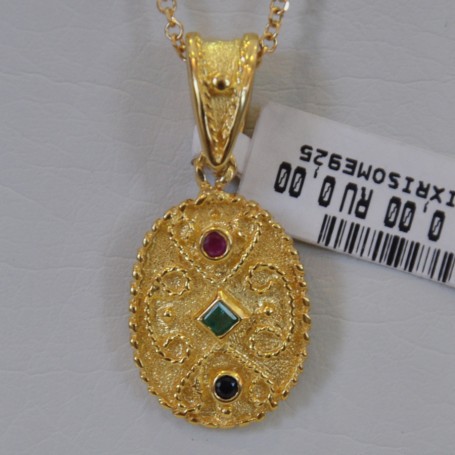 SILVER 925 GOLD PLATED 3.30 GR WITH RUBY/EMERALD/SAPPHIRE MG01208